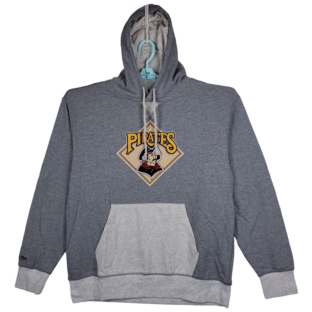 Pittsburgh Pirates Mitchell & Ness MLB Large Hoodie Cut & Sew Logo‎ Gray NWT